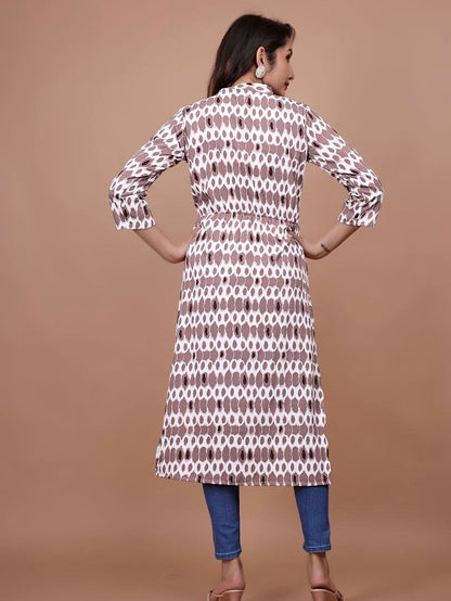 Stylish A-Line Printed Kurti – Soft Boogati Satin