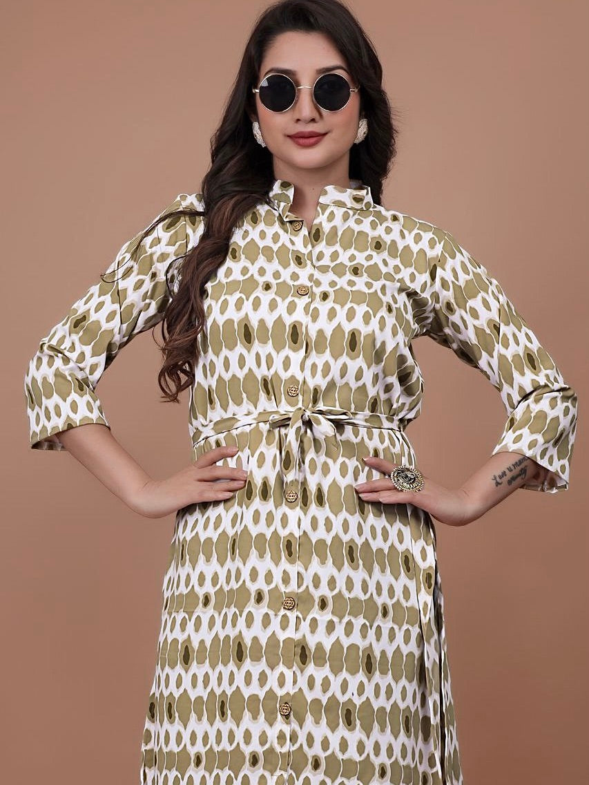 Stylish A-Line Printed Kurti – Soft Boogati Satin