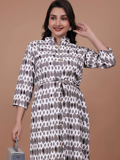 Stylish A-Line Printed Kurti – Soft Boogati Satin