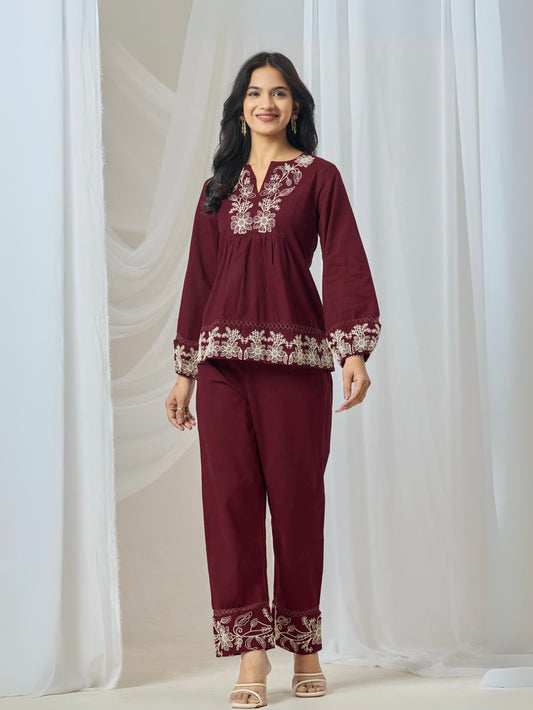 Cotton Flex Top with Coding Dori Embroidery