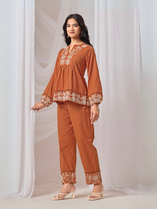 Cotton Flex Top with Coding Dori Embroidery