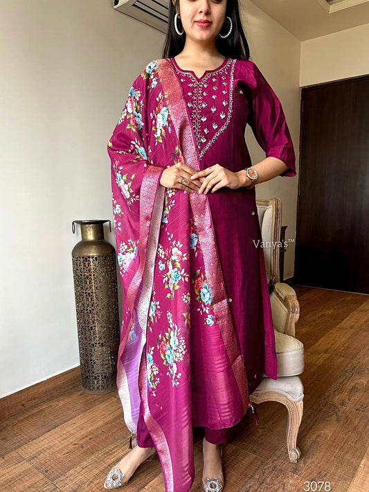 Roman Silk Kurta Set with Banarasi Dupatta