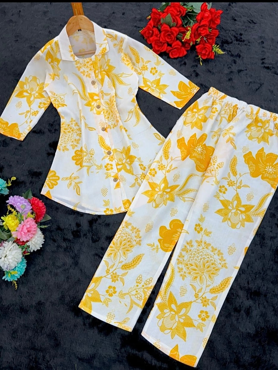 Designer Cord Set – Short Top & Pant in Heavy Poly Rayon