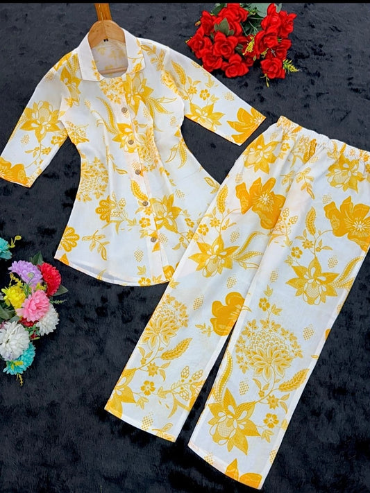 Designer Cord Set – Short Top & Pant in Heavy Poly Rayon