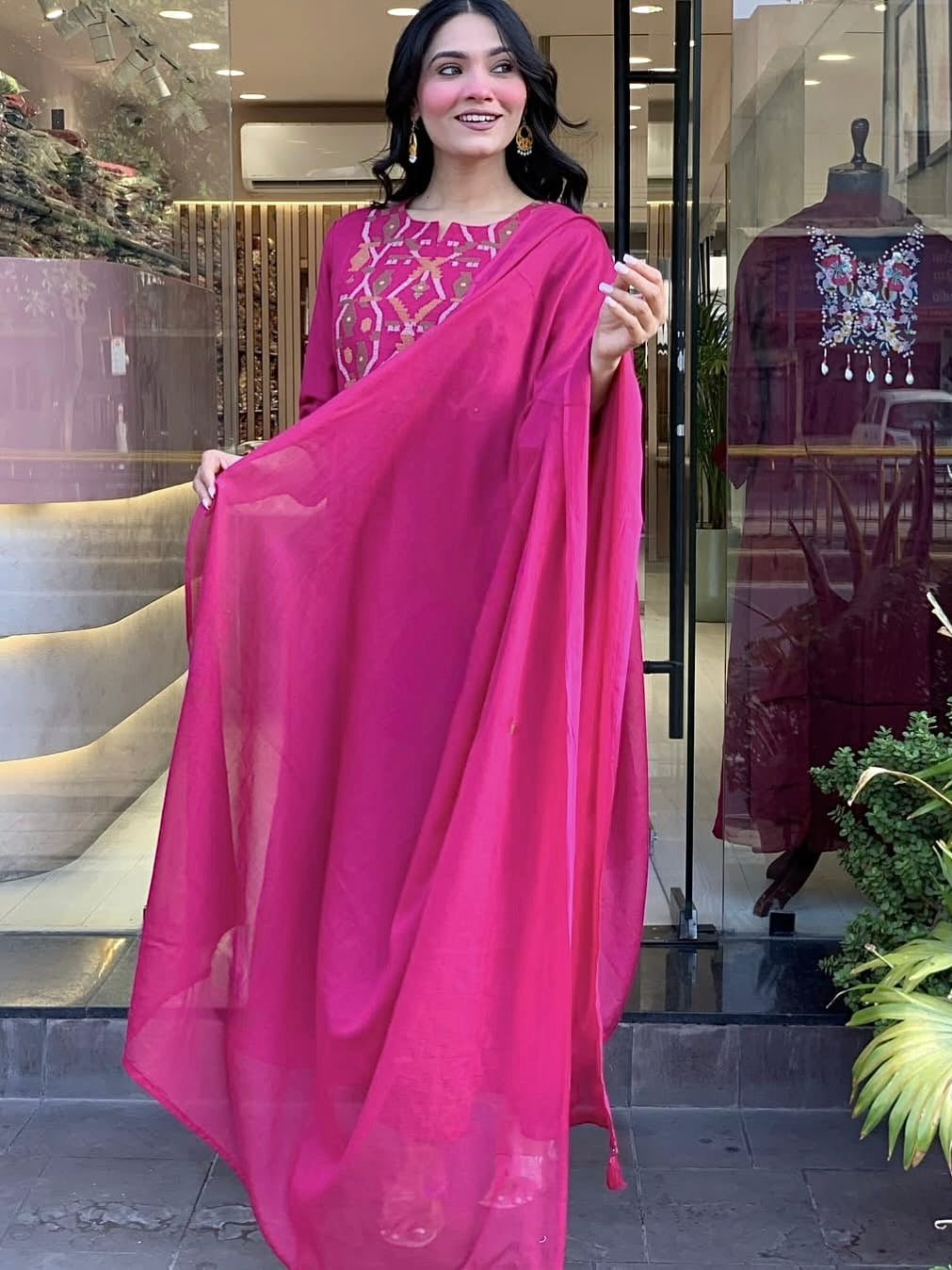 Chhavi Viscose Chanderi Kurti Set with Dupatta
