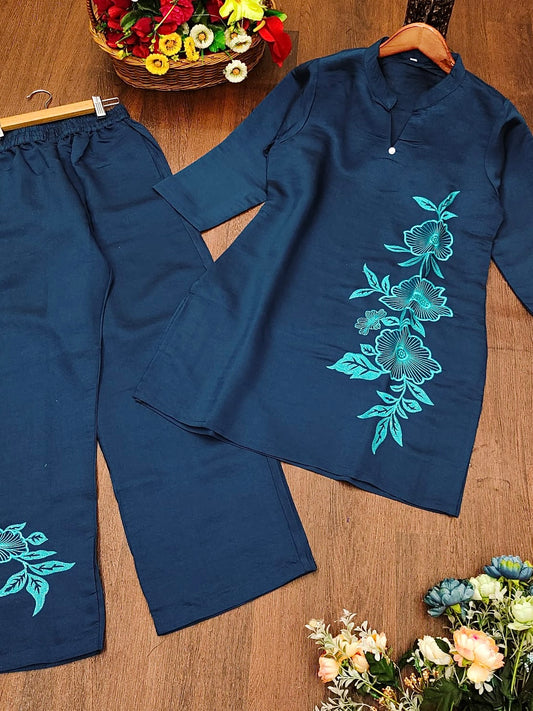 Roman Silk Embroidered Co-ord Set