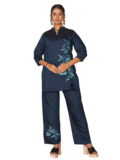 Roman Silk Embroidered Co-ord Set