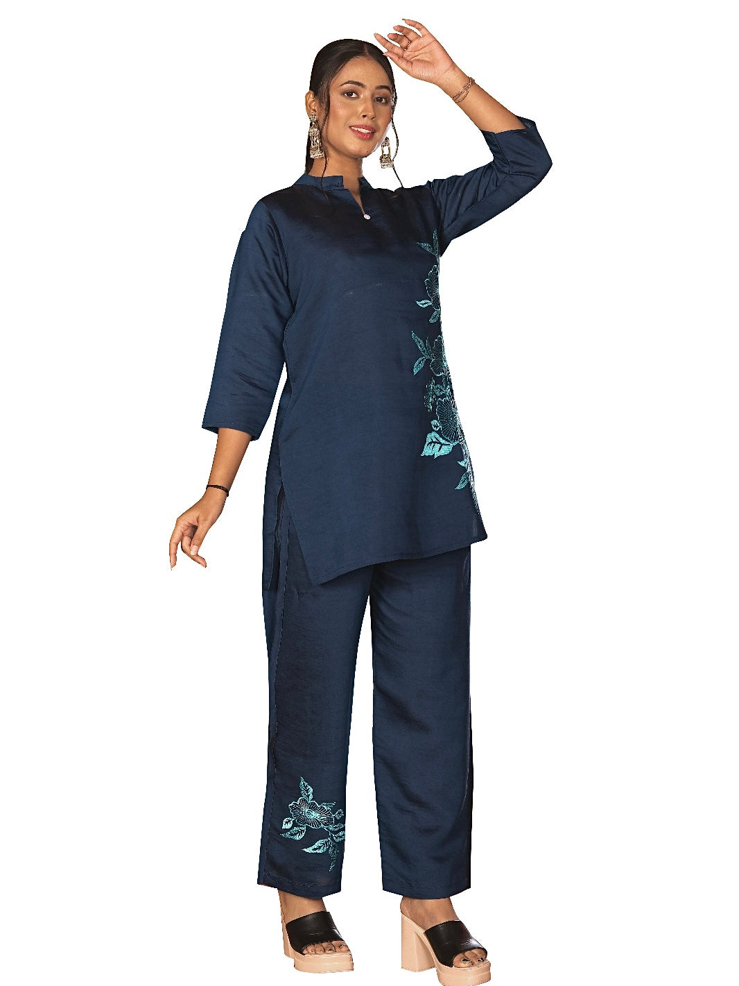 Roman Silk Embroidered Co-ord Set