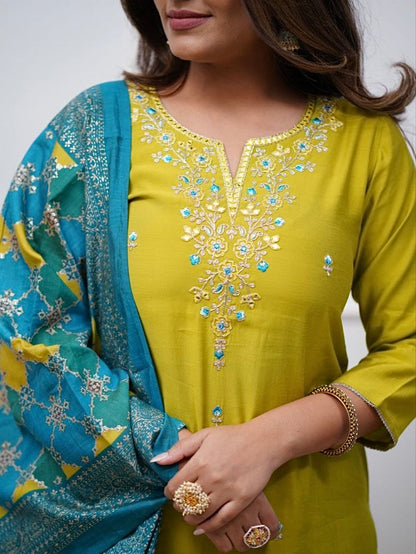 Viscose Chanderi Kurti Set