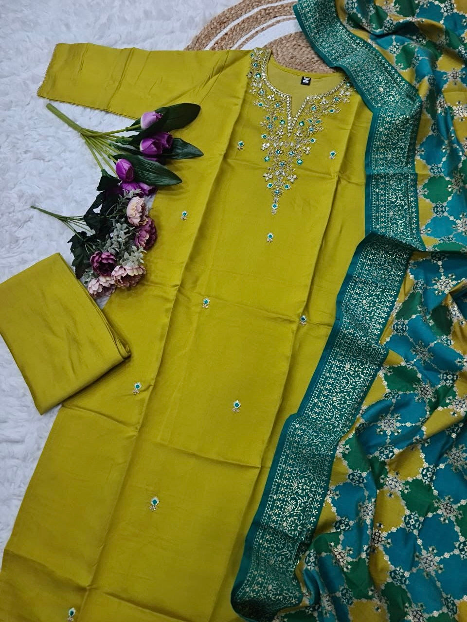 Viscose Chanderi Kurti Set