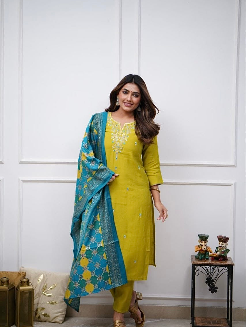 Viscose Chanderi Kurti Set