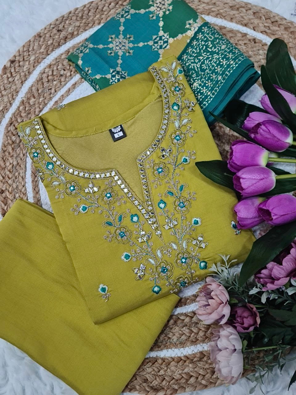 Viscose Chanderi Kurti Set