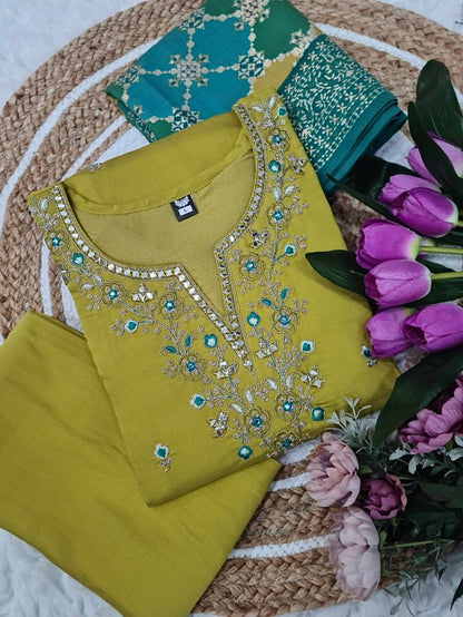 Viscose Chanderi Kurti Set