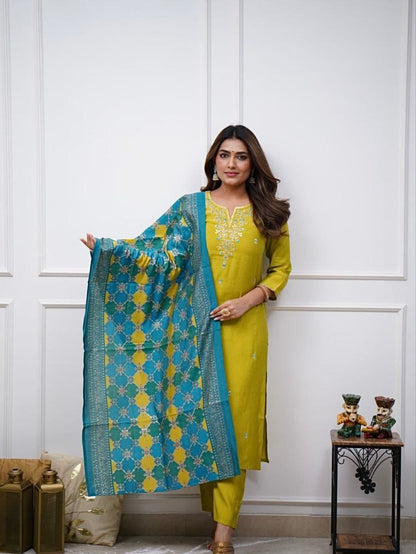 Viscose Chanderi Kurti Set