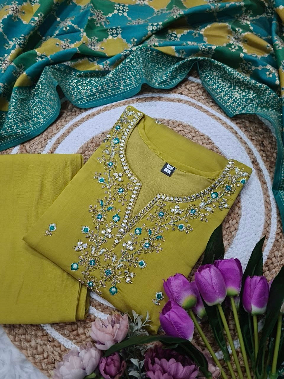 Viscose Chanderi Kurti Set