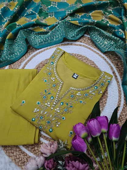 Viscose Chanderi Kurti Set
