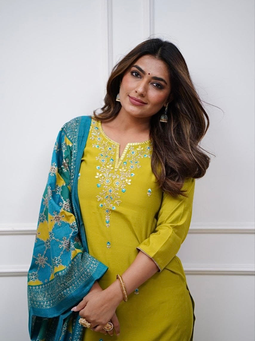 Viscose Chanderi Kurti Set