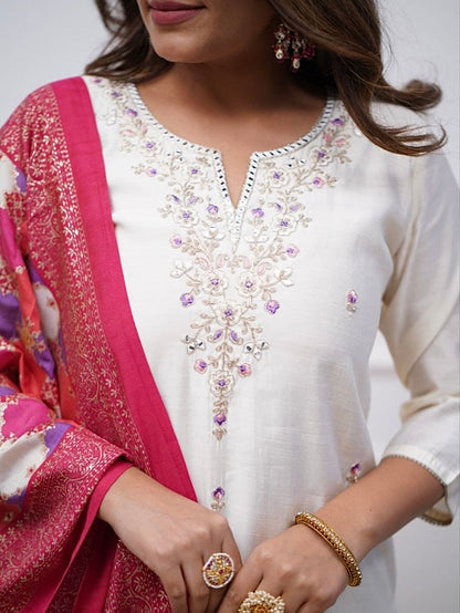 Viscose Chanderi Kurti Set