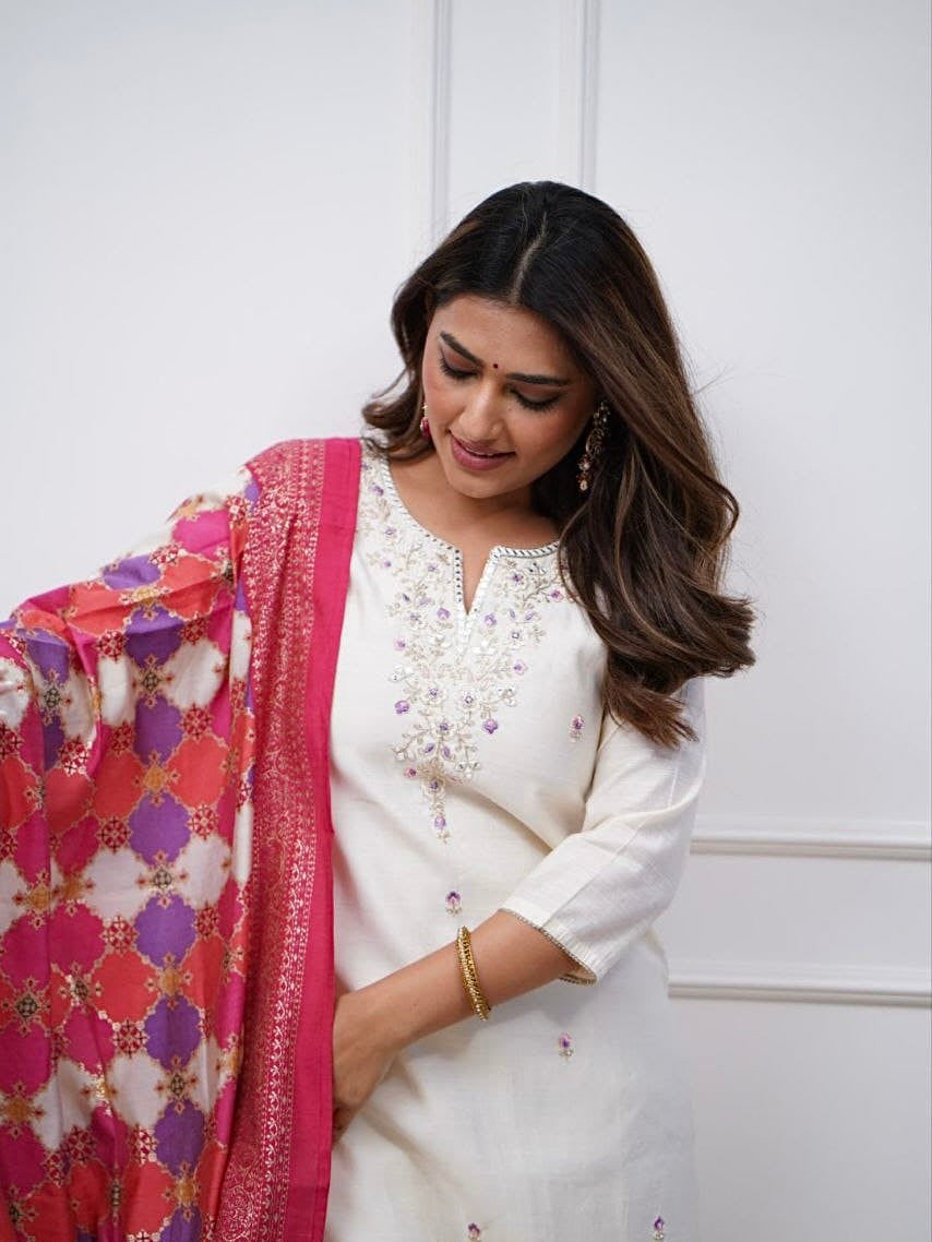 Viscose Chanderi Kurti Set