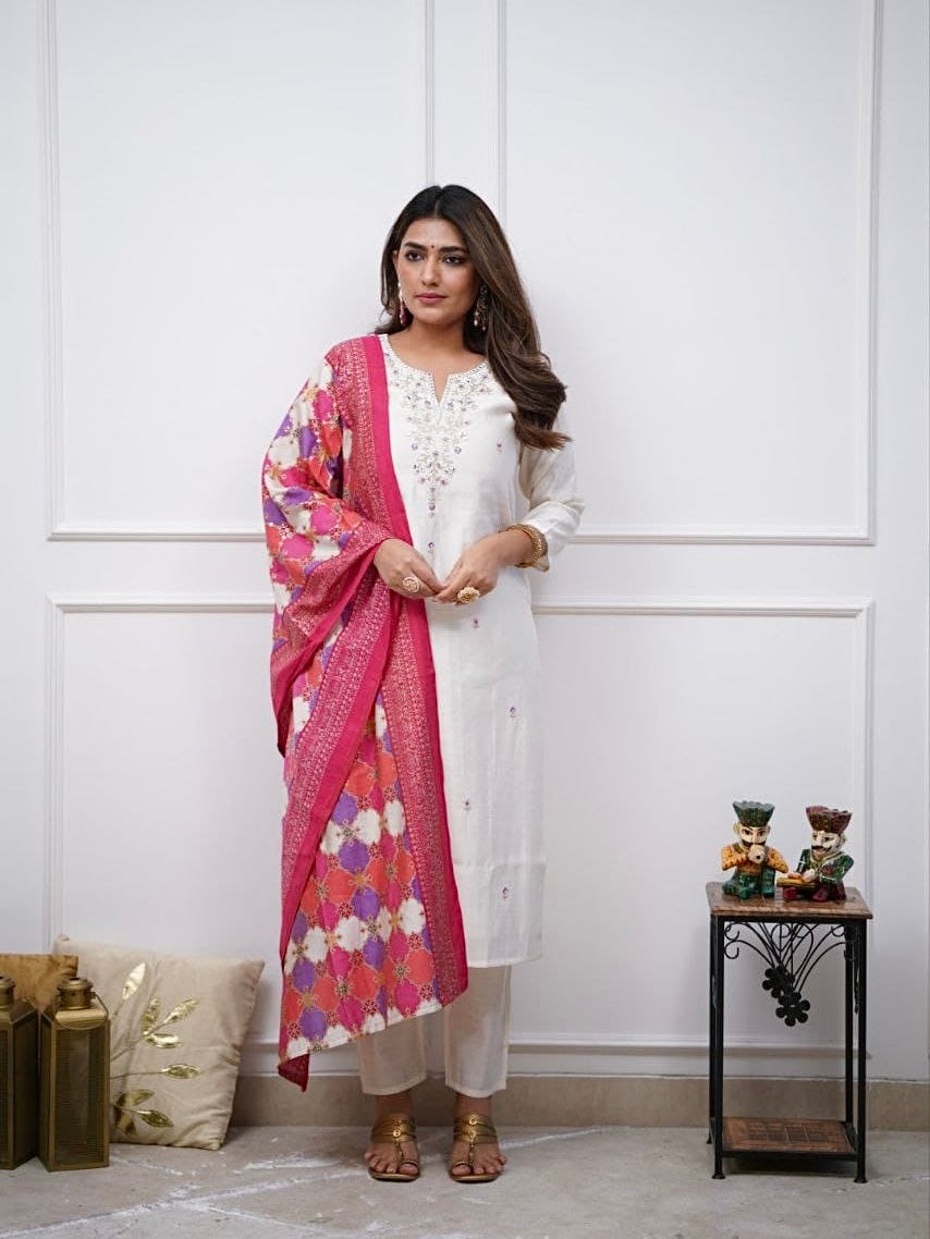 Viscose Chanderi Kurti Set