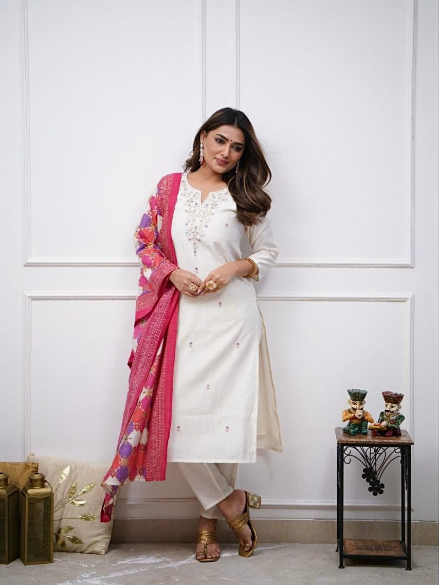 Viscose Chanderi Kurti Set