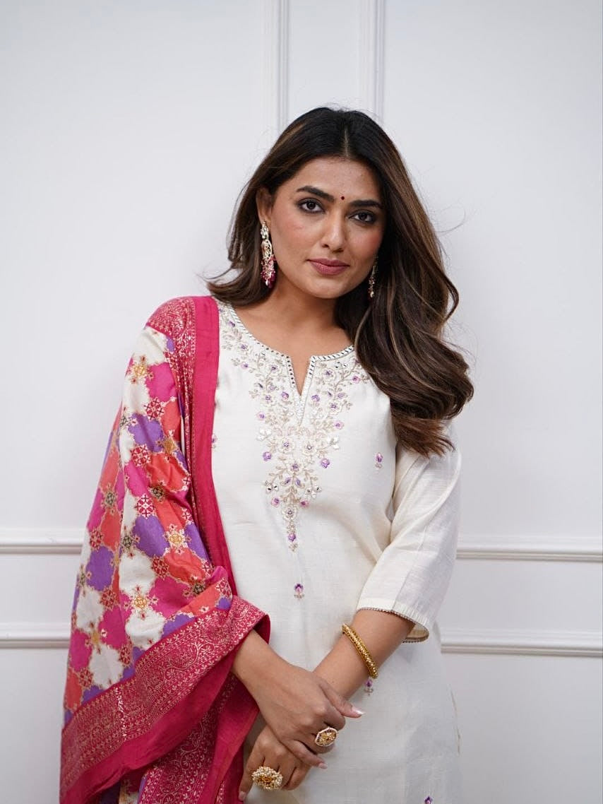 Viscose Chanderi Kurti Set