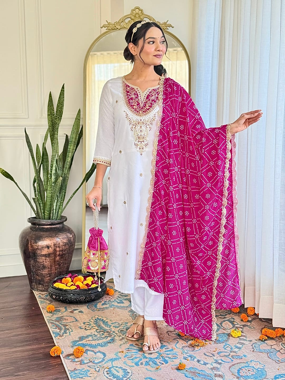 BSY Viscose Embroidered Kurti Set