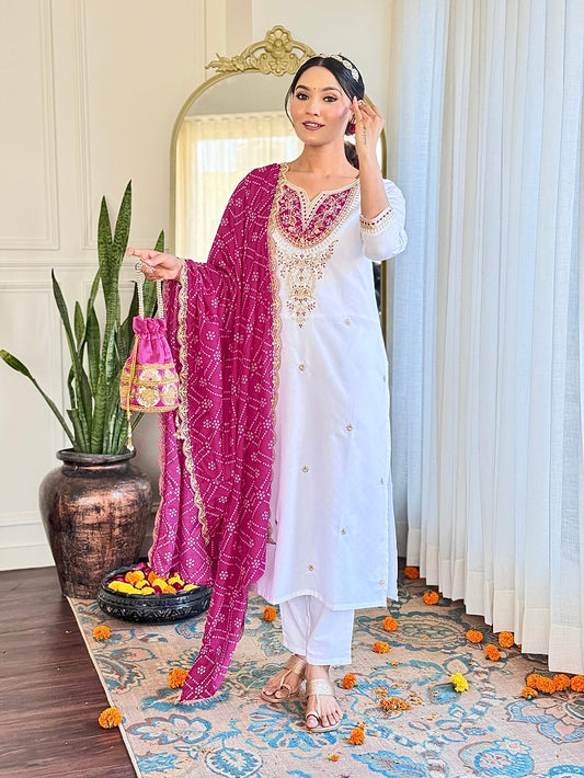 BSY Viscose Embroidered Kurti Set
