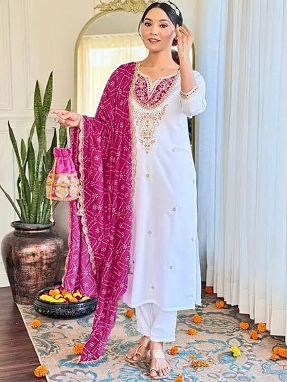 BSY Viscose Embroidered Kurti Set