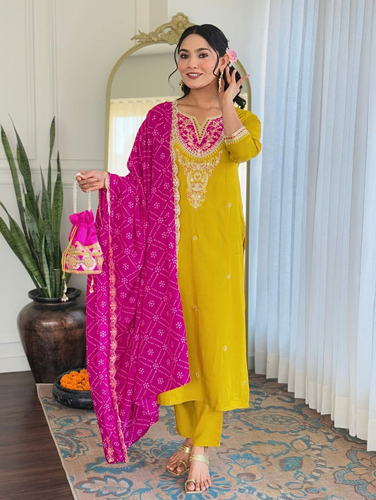 BSY Viscose Embroidered Kurti Set