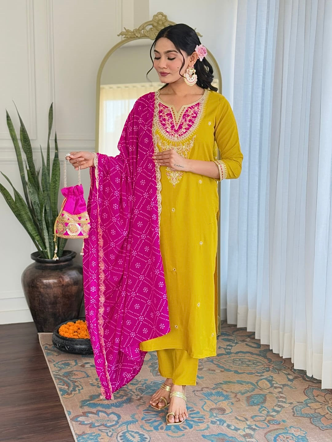 BSY Viscose Embroidered Kurti Set