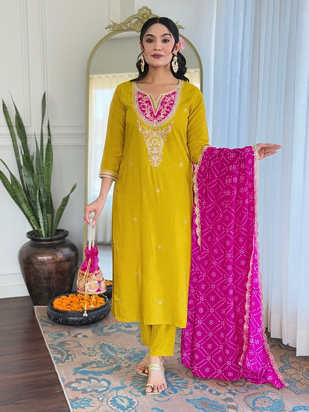BSY Viscose Embroidered Kurti Set