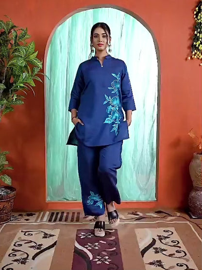 Roman Silk Embroidered Co-ord Set